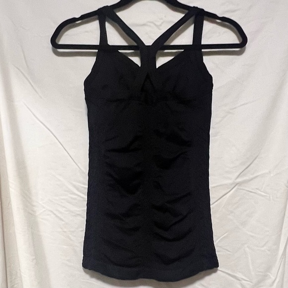 Zella Fitted Black Ruched Sleeveless Tank Top Activewear Yoga Running Workout - Picture 4 of 6